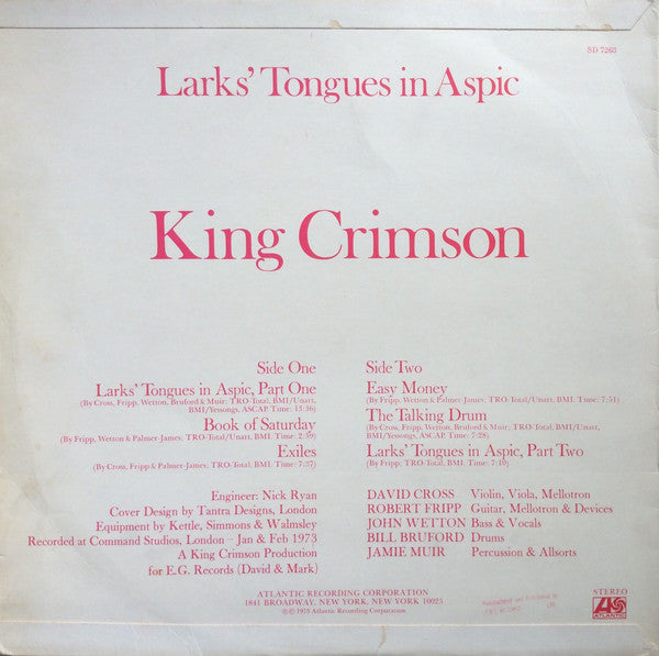 King Crimson : Larks' Tongues In Aspic (LP, Album)