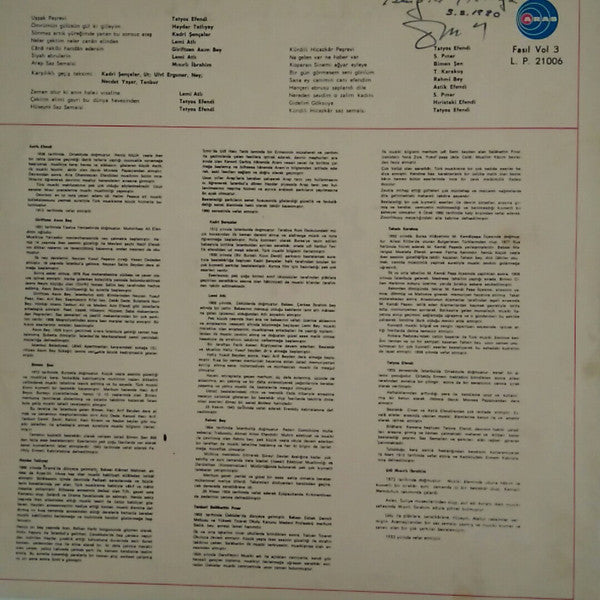 Kemâl Gürses* : Kürdilihicazkâr Uşşak Hüseyni Faslı Volüm 3 (LP, Album)