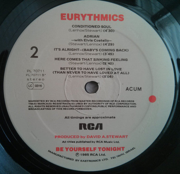 Eurythmics : Be Yourself Tonight (LP, Album)