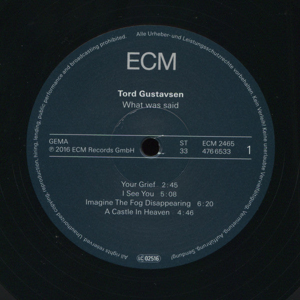 Tord Gustavsen : What Was Said (LP, 180 + LP, S/Sided, 180 + Album, Gat)