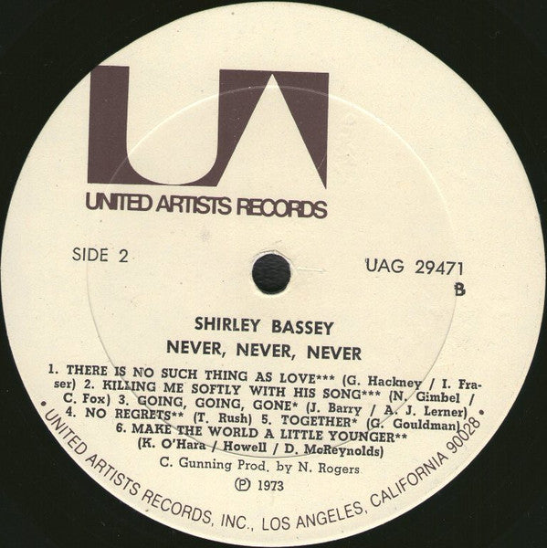 Shirley Bassey : Never, Never, Never (LP, Album)