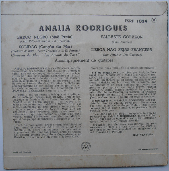 Amalia Rodrigues* : Les Amants Du Tage (7", EP)
