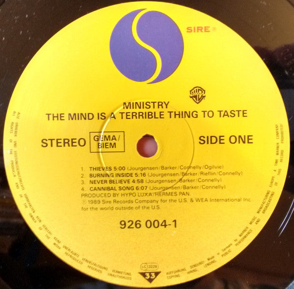 Ministry : The Mind Is A Terrible Thing To Taste (LP, Album, RE)