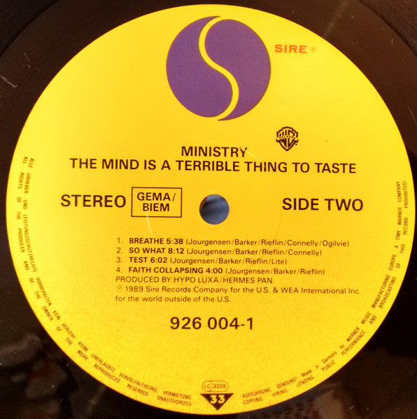 Ministry : The Mind Is A Terrible Thing To Taste (LP, Album, RE)