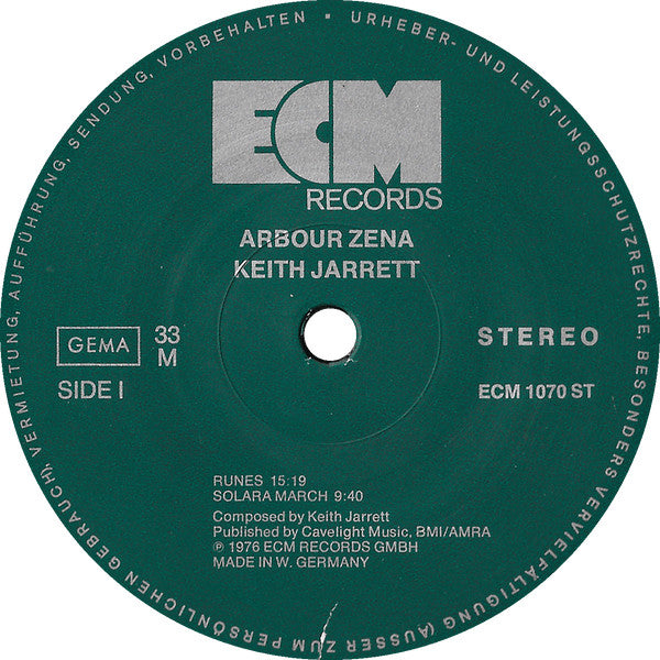 Keith Jarrett : Arbour Zena (LP, Album)