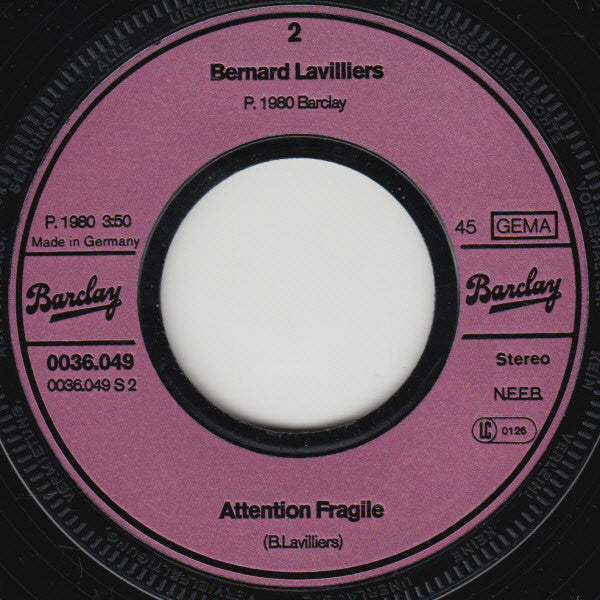 Bernard Lavilliers : Stand The Ghetto (7", Single)