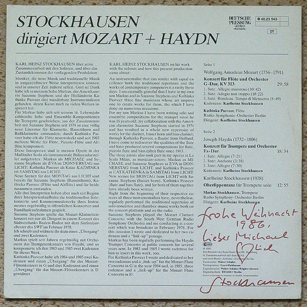 Stockhausen* Dirigiert Mozart* + Haydn* : Stockhausen Dirigiert Mozart + Haydn (LP, Album)