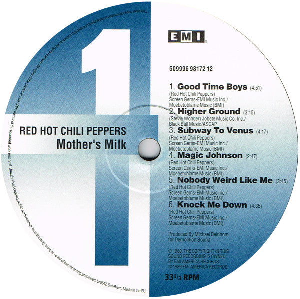 Red Hot Chili Peppers : Mother's Milk (LP, Album, RE, RP)