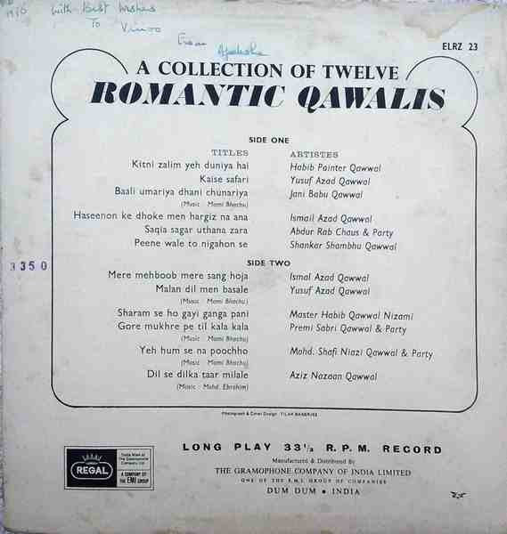 Various : A Collection Of Twelve Romantic Qawalis (LP, Comp)