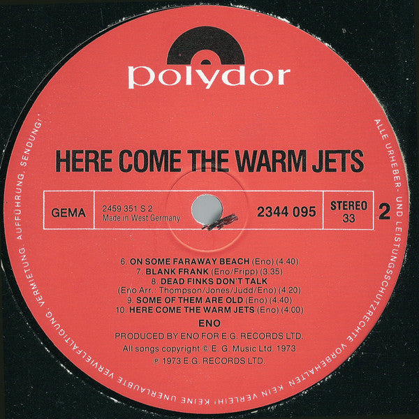 Eno* : Here Come The Warm Jets (LP, Album, RE)