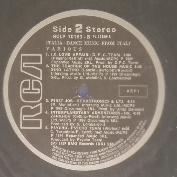 Various : Italia  - Dance Music From Italy (LP, Comp)