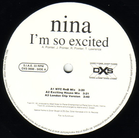 Nina* : I'm So Excited (12")
