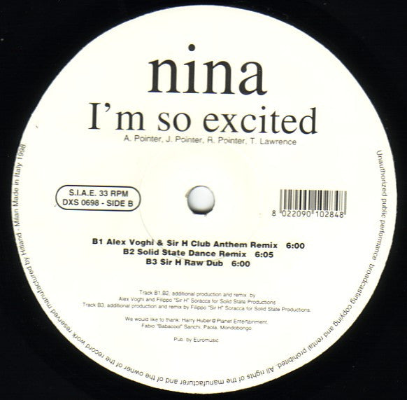 Nina* : I'm So Excited (12")