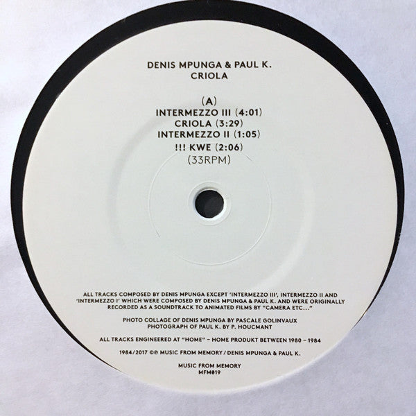 Denis Mpunga & Paul K. : Criola (12", Comp, RM)