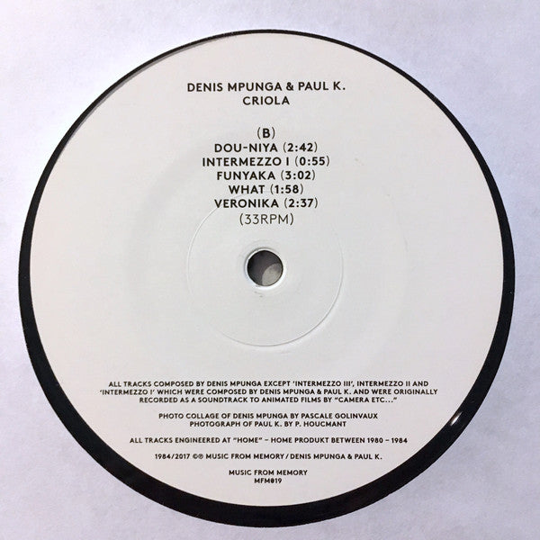 Denis Mpunga & Paul K. : Criola (12", Comp, RM)