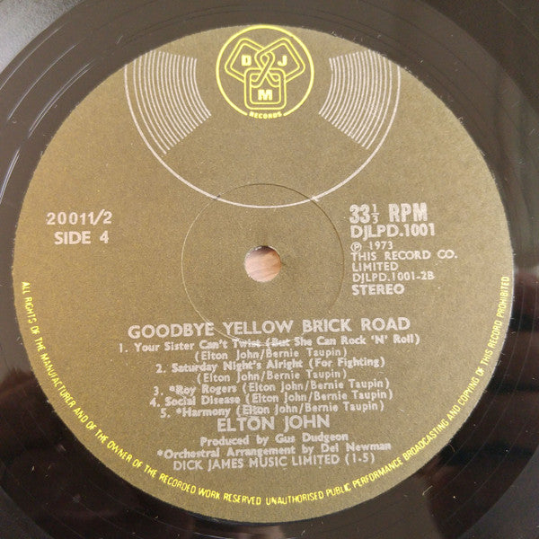 Elton John : Goodbye Yellow Brick Road (2xLP, Album, Gat)