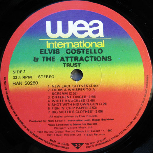 Elvis Costello & The Attractions : Trust (LP, Album)