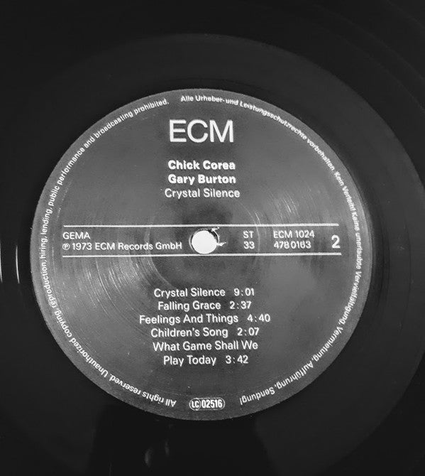 Gary Burton / Chick Corea : Crystal Silence (LP, Album, RE, 180)