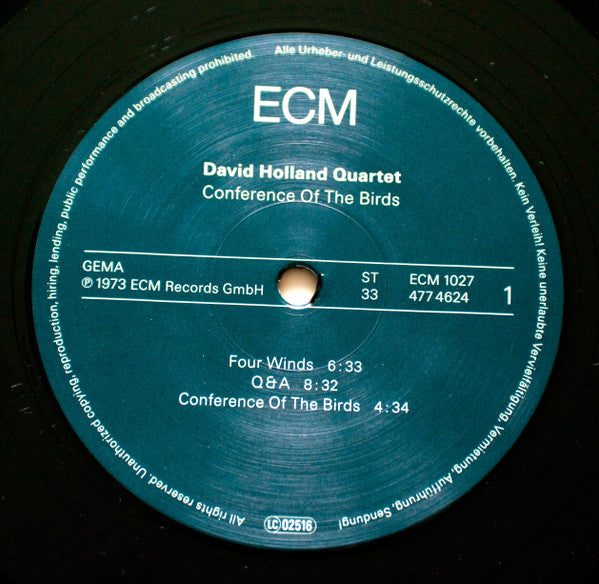 David Holland Quartet : Conference Of The Birds (LP, Album, RE, 180)