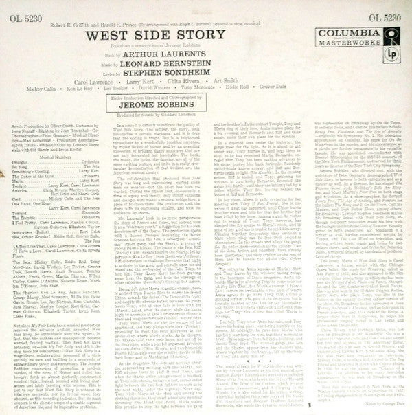 Leonard Bernstein, Jerome Robbins, Carol Lawrence, Larry Kert, Chita Rivera, Art Smith* : West Side Story (LP, Mono)