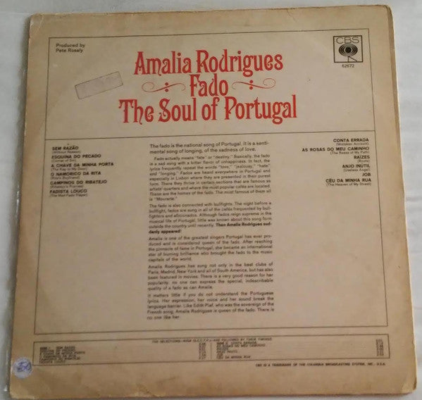 Amalia Rodrigues* : Fado...The Soul Of Portugal (LP)