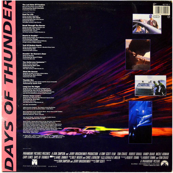 Various : Days Of Thunder (Music From The Motion Picture Soundtrack) (LP, Comp)