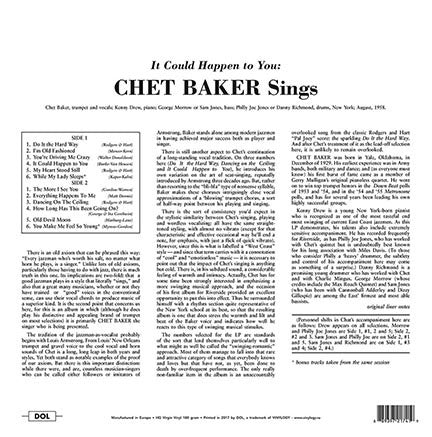 Chet Baker : It Could Happen To You - Chet Baker Sings (LP, Album, Dlx, RE, 180)