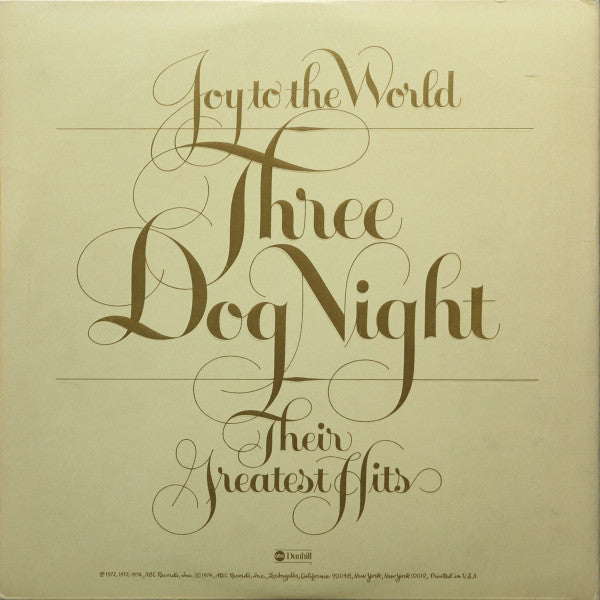 Three Dog Night : Joy To The World - Their Greatest Hits (LP, Comp, San)