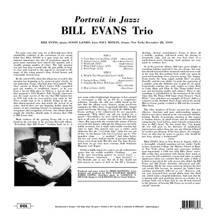 The Bill Evans Trio : Portrait In Jazz (LP, Album, Dlx, RE, 180)