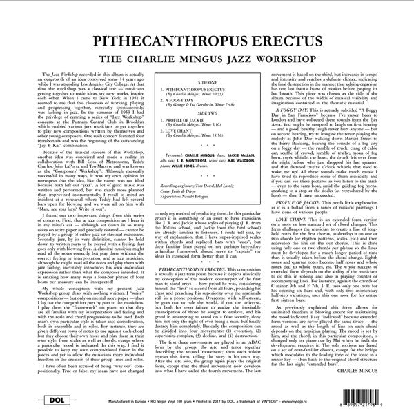 Charles Mingus Jazz Workshop : Pithecanthropus Erectus (LP, Album, RE, 180)