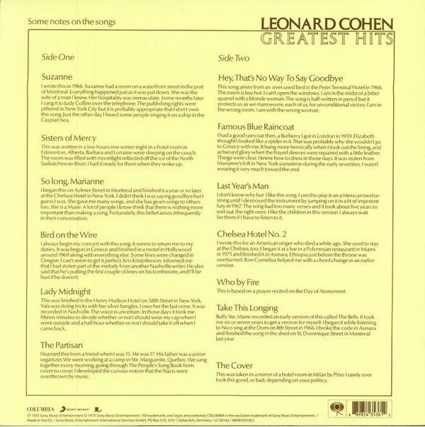 Leonard Cohen : Greatest Hits (LP, Comp, RE, 180)