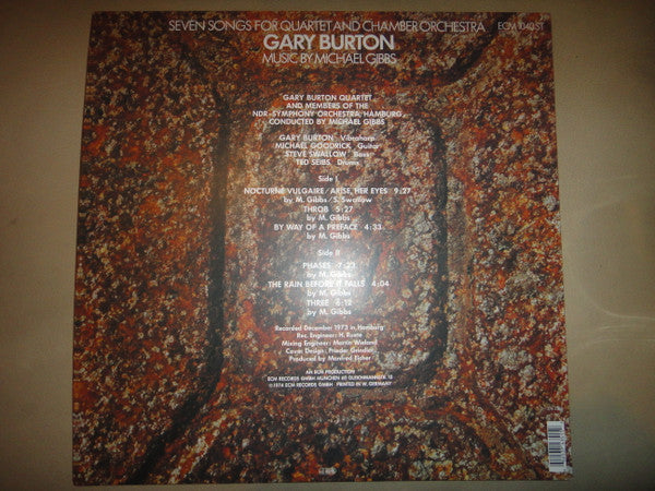 Gary Burton : Seven Songs For Quartet And Chamber Orchestra (LP, Album, RE)