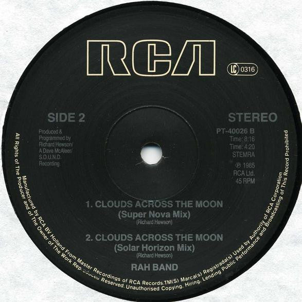 RAH Band : Clouds Across The Moon (12", Single)