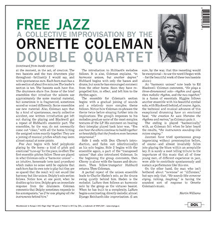 The Ornette Coleman Double Quartet : Free Jazz (LP, Album, RE)