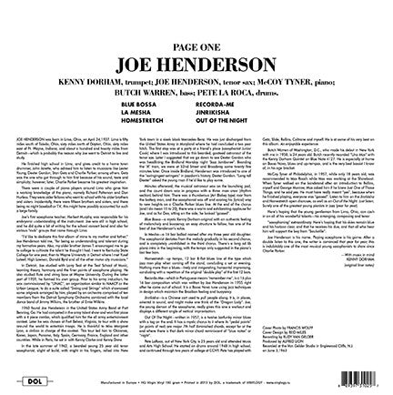 Joe Henderson : Page One (LP, Album, Mono, RE, 180)
