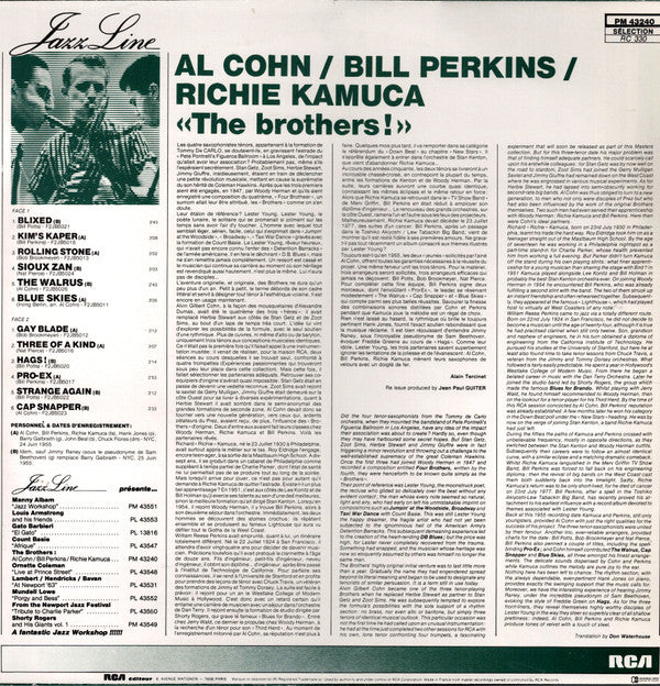 Al Cohn - Bill Perkins - Richie Kamuca : The Brothers! (LP, Album, RE, RP)