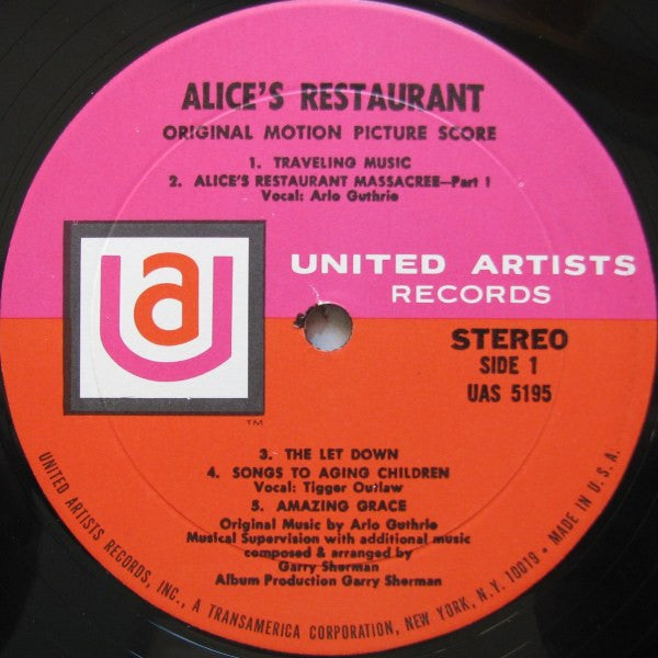 Arlo Guthrie, Garry Sherman : Alice's Restaurant (Original Motion Picture Score) (LP, Album)