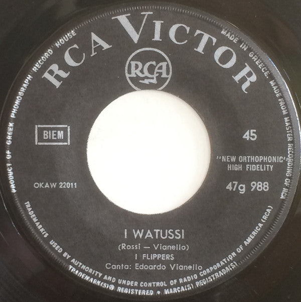 Edoardo Vianello & The Flippers (2) : I Watussi (7", Single)