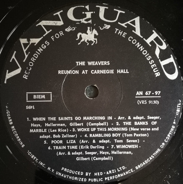 The Weavers : Reunion At Carnegie Hall - 1963 (LP, Album, Mono)