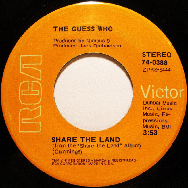 The Guess Who : Share The Land / Bus Rider (7", Single)