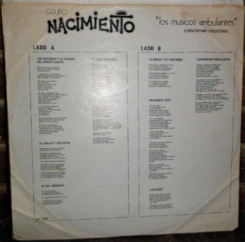 Grupo Nacimiento : Los Músicos Ambulantes (Canciones Infantiles) (LP, Album)