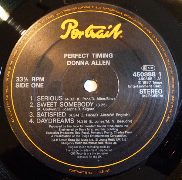 Donna Allen : Perfect Timing (LP, Album)