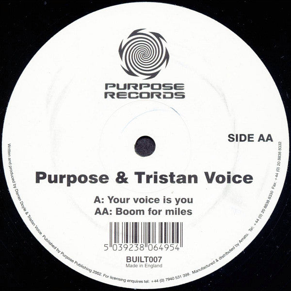 Purpose & Tristan Voice : Your Voice Is You / Boom For Miles (12")