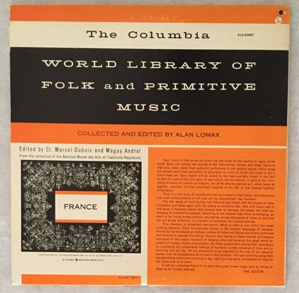 Various : World Library Of Folk And Primitive Music - France (LP, Comp, RE)