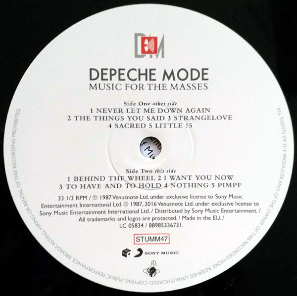 Depeche Mode : Music For The Masses (LP, Album, RE, RM, Gat)