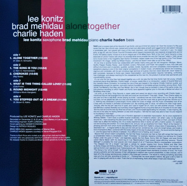 Lee Konitz & Brad Mehldau & Charlie Haden : Alone Together (2xLP, Album, RE, 180)