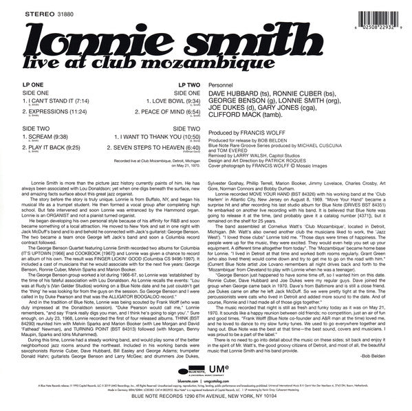 Lonnie Smith : Live At Club Mozambique (2xLP, Album, RE, 180)