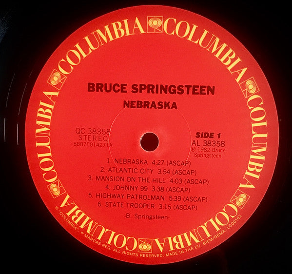 Bruce Springsteen : Nebraska (LP, Album, RE, RM, 180)