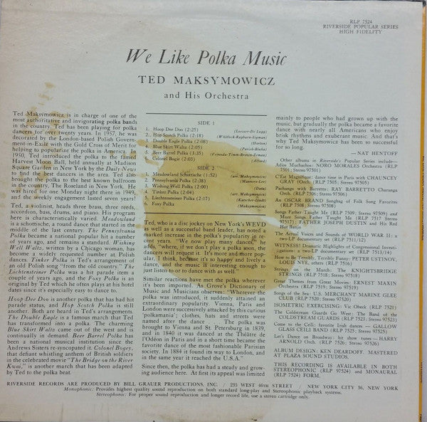 Ted Maksymowicz and his Orchestra : We Like Polka Music (LP, Album)