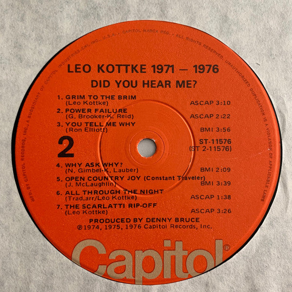 Leo Kottke : 1971-1976 "Did You Hear Me?" (LP, Comp, Win)